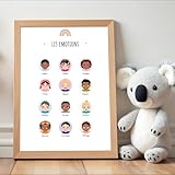 Poster Éducatif Les Émotions pour Enfants – Poster (DIN A4) | 12 Personnages Enfantins Multiculturels | Apprentissage de l’Intelligence Émotionnelle| Décoration Chambre Enfants   Idéal 2 8 ans