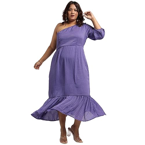 Image of Instafab Plus Women's Dress for Casual Wear | Short Sleeve | Plus-Size Fit | Polyester Fabric | V-Neck Dress Crafted with Comfort Fit for Everyday Wear