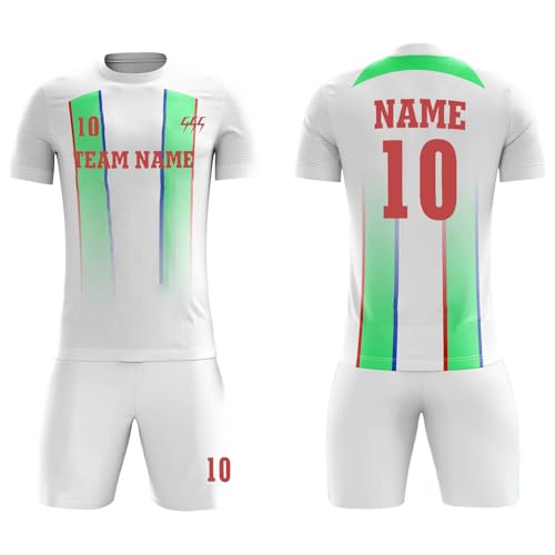 Gaosusu Personalized Men Football Uniform Lightweight Crew Neck for Running, White