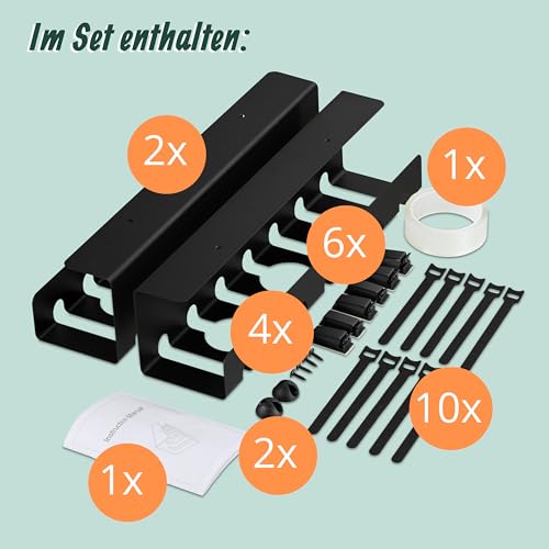 Goulottes de câbles pour bureau noir 43cm organisateur de fils métalliques