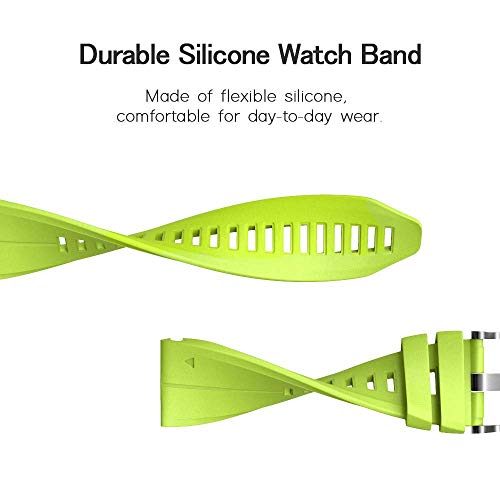 Image of NotoCity Compatible Fenix 5X Plus Bands Fenix 7X Sport Silicone Replacement Watch Strap for Garmin Fenix 8 51mm /Fenix 5X /5X Plus /Fenix 6X /6X Pro /Fenix 3 /HR /Descent MK1 /D2 Delta PX /D2 Charlie(Green)
