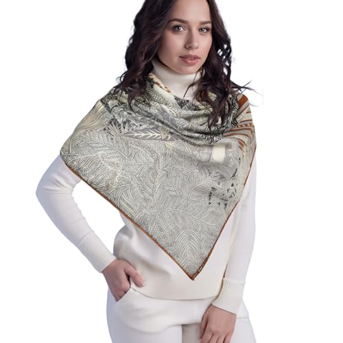 EXTREE Women's Travel Scarf Pashmina Shawls and Wraps Winter Warm Square Large Scarves Made of 60% Wool and 40% Silk Color-03