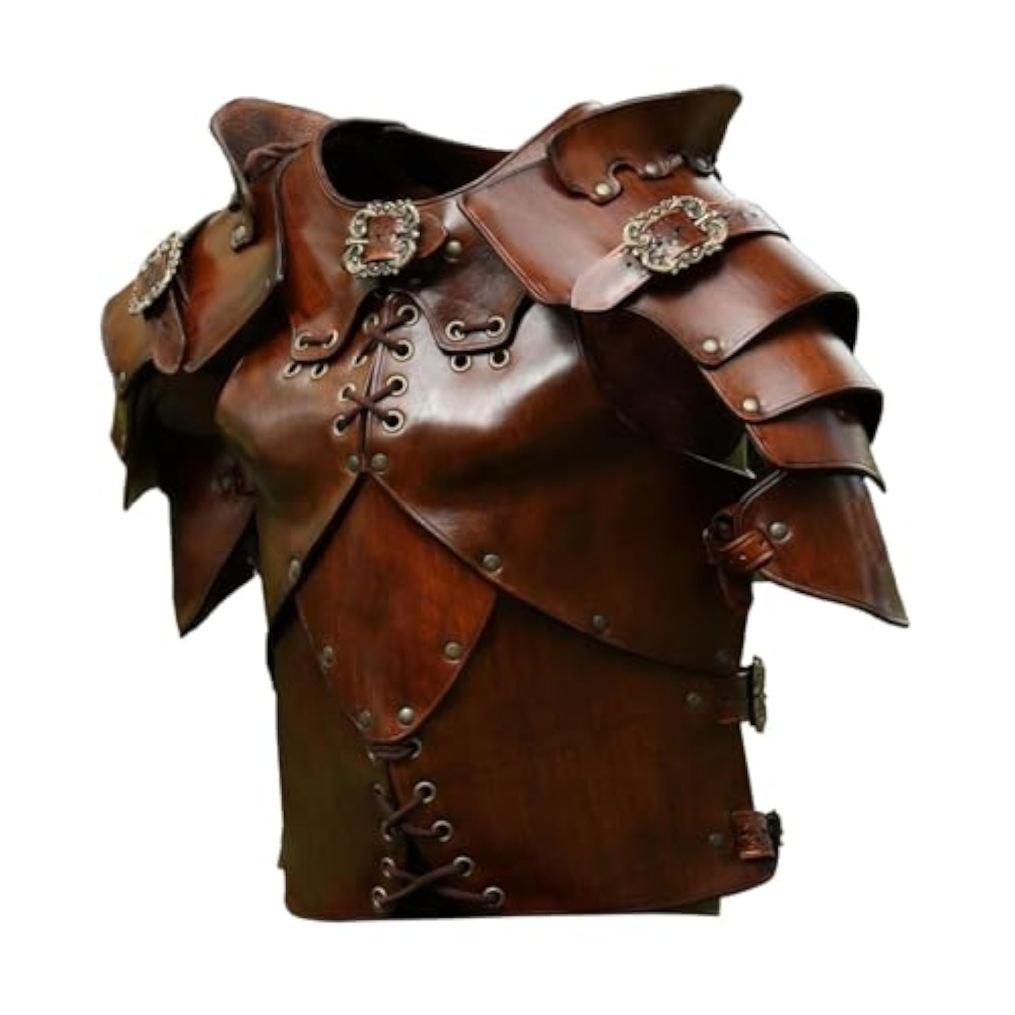 Men's Medieval Chest Armor Adjustable Strap Chest Guard, Brown