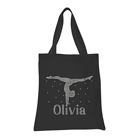 Varsany Black Girls Bag Hand Stand Crystal Personalised Gymnastics Tote Bag Leotard Cover