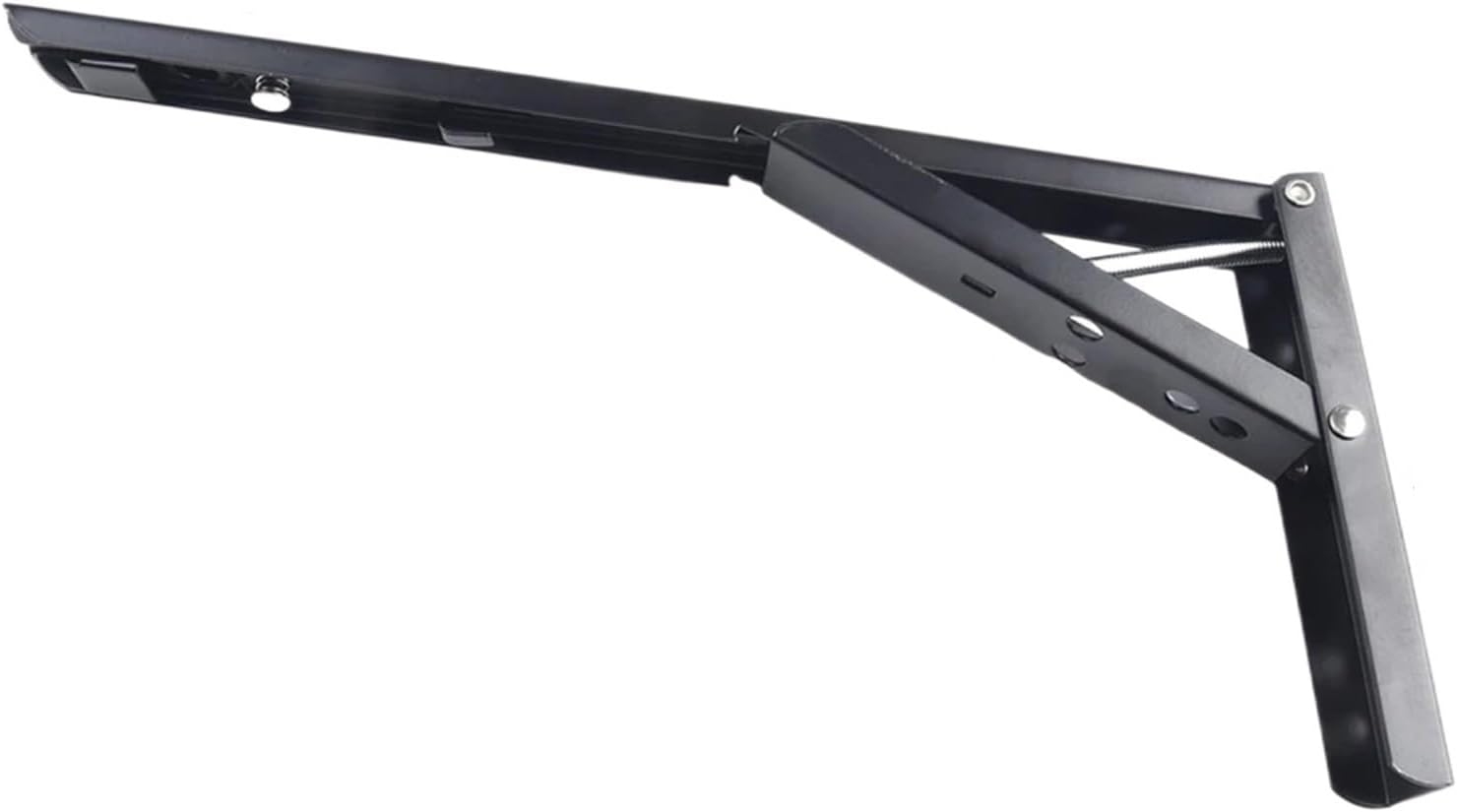 Folding Shelf Brackets 4 Pcs Heavy Duty Metal Folding Shelf Bracketes Collapsible Wall Mounted L-Table Hinges for Bench Table Hardwares Parts for Table，Work Bench(Black-12inch)