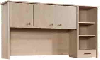 Pemberly Row Carbon Oak Finish Computer Desk Hutch | Engineered Wood & Metal, 38.5"H X 60"W, Attaches To Desk