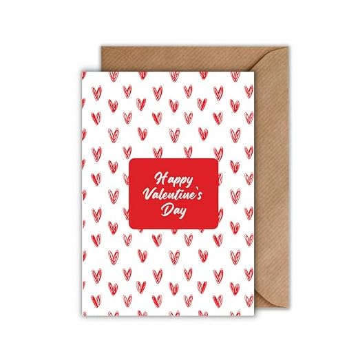 Valentins Tag Karte mit Umschlag - Geschenkkarte zum Valentinstag "Happy Valentine's day" Handschrift Herzen Muster Liebesgeständnis Liebeskarte Valentinskarte für Partner Date (DIN A6)