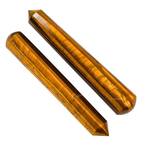 Image of Tiger Eye Crystal Wand - Pointed Crystal Wand for Energy Healing, Chakra Balancing, Meditation and Home Decor - Crystals and Healing Stones for Gift
