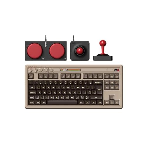 8Bitdo retro mechanische Tastatur, Bluetooth/2.4G/USB-C heiß austauschbare Gaming-Tastatur mit 87 Tasten, zwei Super-Tasten und Super-Stick für Windows und Android – ISO UK-Layout – C64 Edition