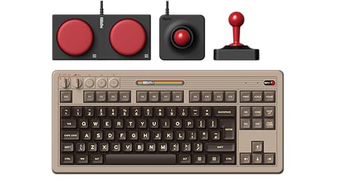 8Bitdo Retro Mechanical Keyboard Hot Switchable Bluetooth/2.4G Gaming Keyboard with 87 Keys Double Super Key and Super Stick for Windows and Android - ISO UK Layout - C64 Edition