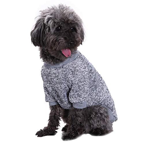 Fashion Focus On Pet Dog Clothes Knitwear Dog Sweater Soft Thickening Warm Pup Dogs Shirt Winter Puppy Sweater for Dogs (Small, Grey)