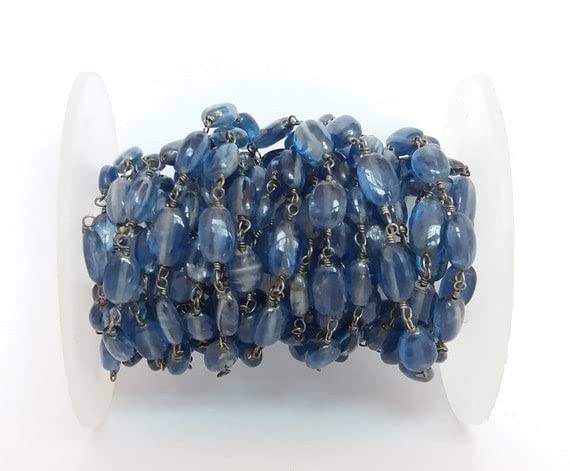 Chaîne en cyanite naturelle LKBEADS 5 feet perles ovales en dégradé
