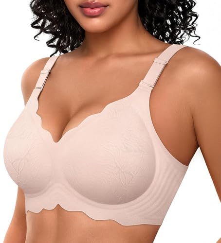 OEAK Women Bras No Underwire Scalloped Push Up Buttery Soft