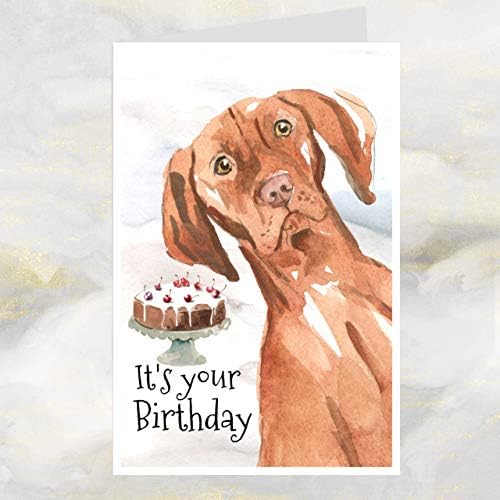 Hungarian Vizsla Dog Birthday Card, Vizsla Dog Greetings Card, Hungarian Vizsla Dog.