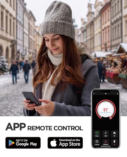 Image of Silonn 24 inch Electric Corner Fireplace - Portable Low-Noise Heater with App & Remote, 5 Adjustable Flame Levels, Timer & Temperature Control for Home, Living Room & Bedroom, Black