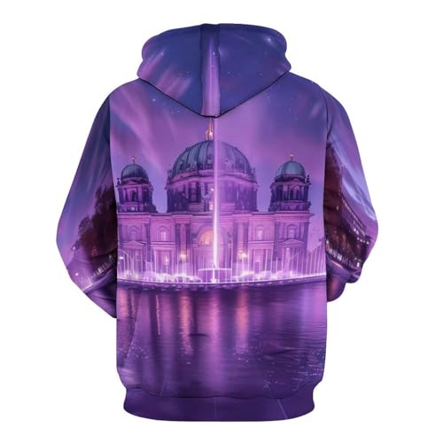 Twilight Sky with Berlin Cathedral Adult Hoodies Pullover Hooded Sweatshirts Long Sleeve Sweater Tops with Pocket3