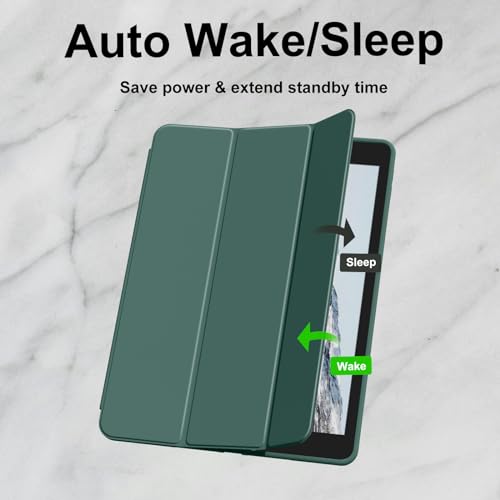 Image of Case for iPad 9th Generation 2021 / iPad 8th Gen 2020 /iPad Cover 7th Generation 2019, Silicone Case with Pencil Holder for iPad 9 /8 /7 10.2 inch, Auto Sleep /Wake, Green