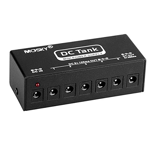MINI Guitar Pedal Power Supply, 6 Isolated 9V DC Input DC Output for Guitar Pedals Aluminum Alloy black, by LC Prime