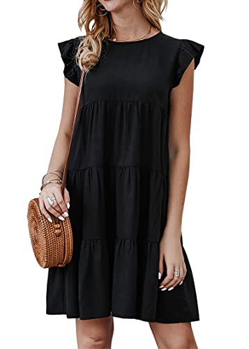KIRUNDO Womens Dresses Summer Casual Sleeveless Ruffle...