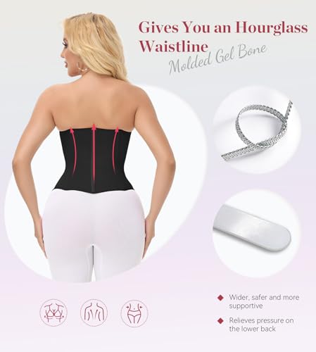 Image of SHAPSHE Waist Trainer For Women Cincher Underbust Corset Shapewear Zipper | Double-Layer Tummy Control Smooth Belly,15 Steel Bones Support Back,Elastic Mesh Enhances Comfort,Postpartum,Daily,Workout