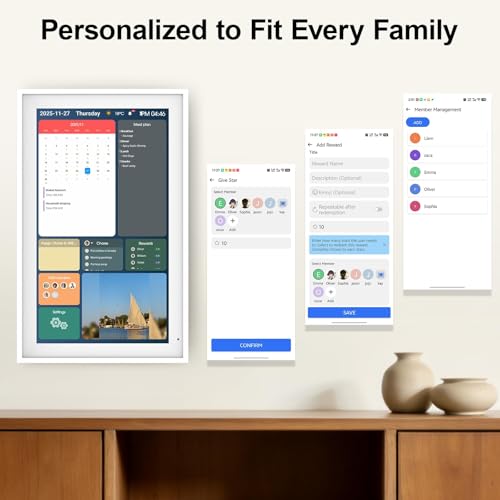 Image of Digital Calendar 15.6 inch Digital Wall Planners for Family Schedules, Electronic Calendar with 1920*1080 Interactive Touchscreen, Digital Photo Frame Built-in 64GB Memory, Smart Calendar-White