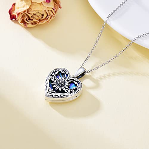 Soulmeet Sunflower Heart Shaped Abalone Shell Locket Necklace That Holds Pictures Photo You Are My Sunshine Sterling Silver Locket Pendant (Locket Only) #TOP1