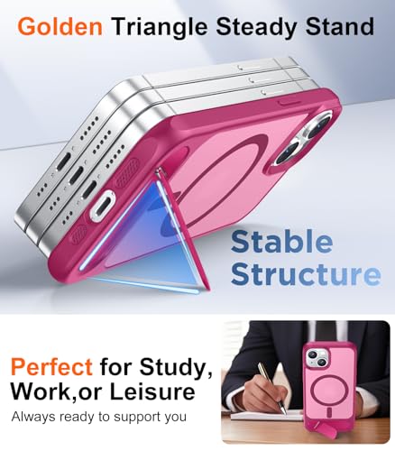 Image of Magnetic Compatible with iPhone 14 Case /iPhone 13 Case,[Built-in Invisible Kickstand][Compatible with MagSafe][Military Grade Shockproof] Slim Translucent Matte Phone Case for iPhone 14 /13 6.1 inch