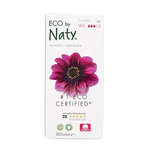 Eco By Naty Tampons With Applicator - Super, 14 Tampons. Plant-Based, Vegan, 100% Organic Cotton