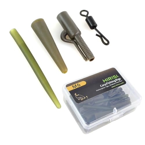 Ensemble de matériel terminal de pêche à la carpe avec clips de sécurité en boîte avec émerillons à changement rapide et manchons anti-enchevêtrement...