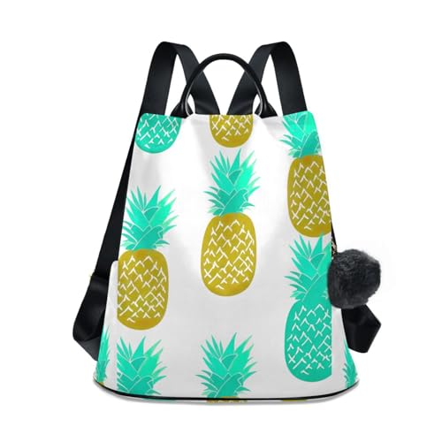 Sac à dos antivol aux finitions dorées et motif ananas raffiné avec pompon
