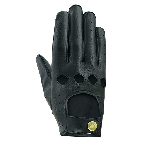 Women Leather Gloves Ladies Leather Driving Gloves Chauffeur 100% Genuine Lambskin Leather Gloves Full Finger Car Driving Motorcycle Bikers Riding Gloves (Black, M) #TOP2