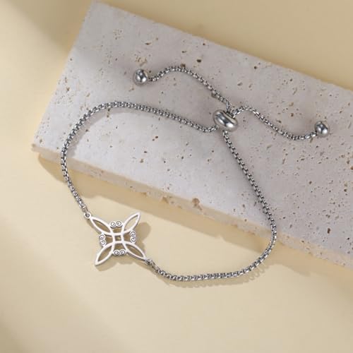 TEAMER Witches Knot Bracelet Stainless Steel Adjustable Celtic Knot Box Chain Bracelet Amulet Vintage Jewelry for Women4