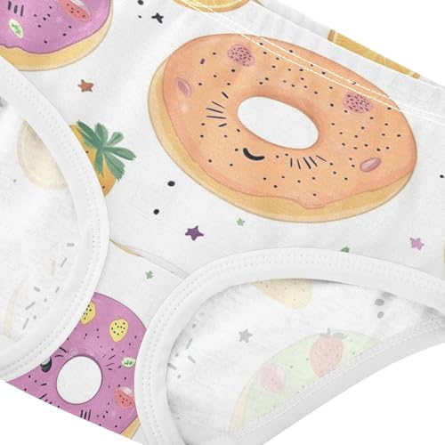 Wusikd Colorful Doughnuts Girls' Underwear Cotton Cartoon Girls Briefs Soft Toddler Underwear 2T4
