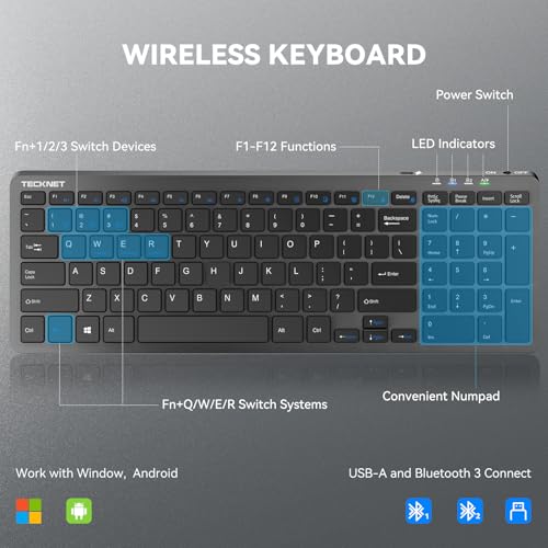TECKNET Wireless Bluetooth Keyboard Rechargeable TK-KB041 の商品画像 3