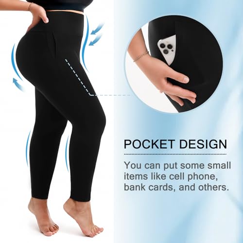 SINOPHANT Leggings Damen High Waist, Blickdicht Schwarze Leggings Große Größen mit Taschen Damen 4XL