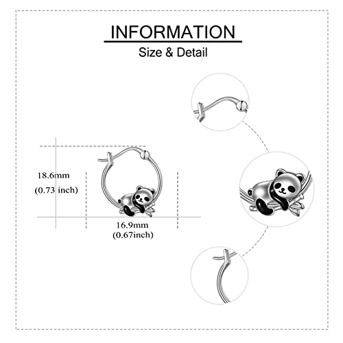 Panda Ohrringe Sterling Silber Panda Bambus Reifen Ohrringe für Frauen und Mädchen Schmuck Geschenke