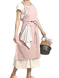 Tobyan Soft Cotton Linen Apron - Retro Linen Art Apron, Adjustable Casual Apron with Towel, Great for Florist, Coffee House and Kitchen (Pink)