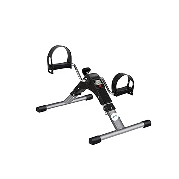 Mini Exercise Cycle Pedal Exerciser - Under Desk Pedaller with Adjustable Resistance and Digital LCD Display - Portable Leg and Arm Fitness Equipment for Home Gym (Black)
