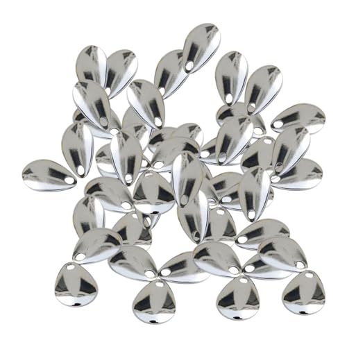 Lljsszr 50 Fishing Blades for Spinnerbaits and Lure for Walleye, Silver 15mm
