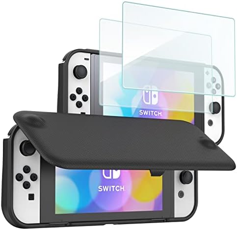 ProCase Flip Cover Case for Nintendo Switch OLED 2021 with 2 Pack Tempered Glass Screen Protector Slim Soft Cover Anti-Scratch Protective Case for Nintendo Switch OLED 2021