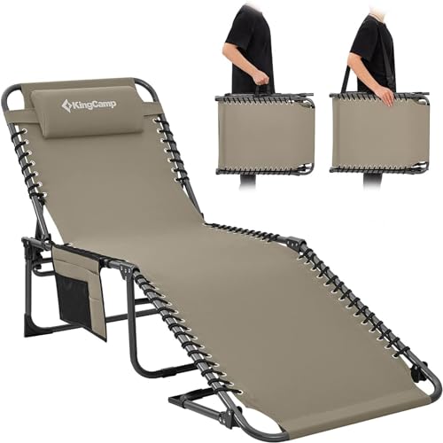 KingCamp Sun Lounger 5-Position Adjustable Backrest for Garden Recliner Chaise Lounge Chair Folding...