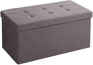 BRIAN & DANY Folding Linen Storage Boxes Footstool Ottoman, Foot Rest Stool, Foldable Seat Bench Footrest - Brown, 76 x 38 x 38 cm