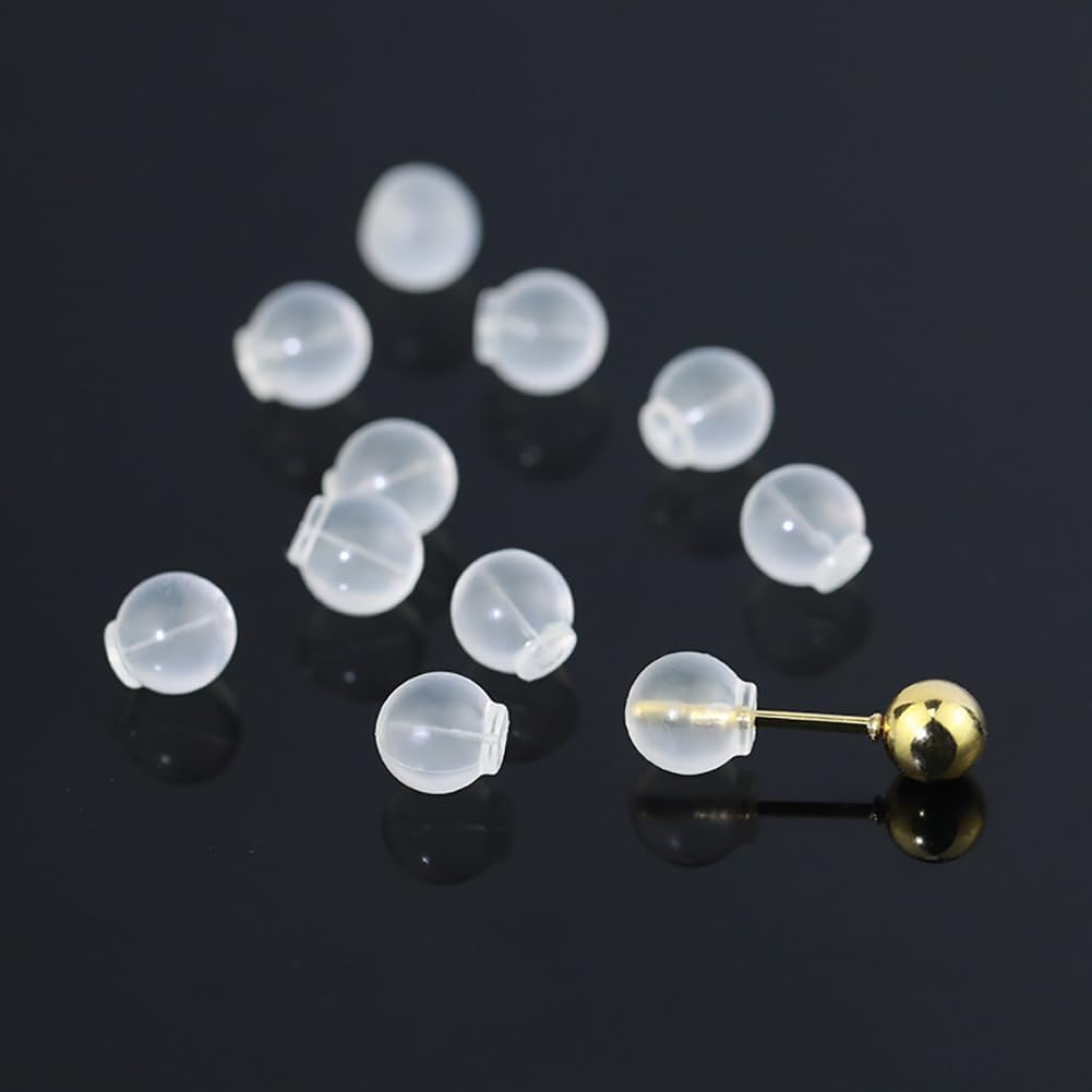 100 Pcs Round Ball Earring Backs Soft Clear Earring Backings Dangle Earring Stoppers Earring Safety Backs for Studs Earring Backs Replacements Comfort Post Earring Backs - Image 3