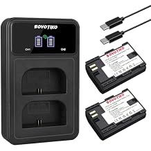 LP-E6N 2600mAh Battery 2-Pack and Dual Slot Charger for Canon EOS R, R5, R6, Ra, XC10, XC15, 5D Mark II/III/IV, 5DS, 5DS R, 6D, 6D Mark II, 7D, 7D Mark II, 70D, 80D, 90D, BMPCC4K/6K Camera