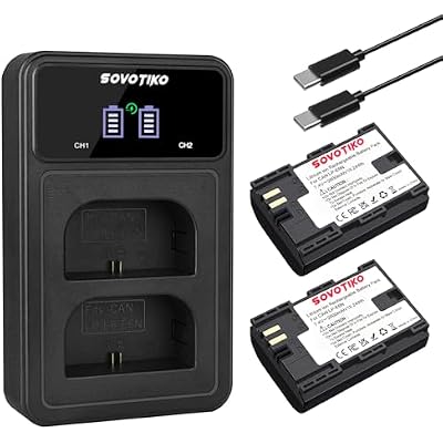 LP-E6N 2600mAh Battery 2-Pack And Dual Slot Charger For Canon EOS R, R5, R6, Ra, XC10, XC15, 5D Mark II/III/IV, 5DS, 5DS R, 6D, 6D Mark II, 7D, 7D Mark II, 70D, 80D, 90D, BMPCC4K/6K Camera