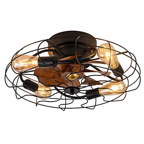 Myxbhgs Ventilador de Techo Vintage de 4 Luces con 3 velocidades y Temporizador, 30 W, Industrial, para Dormitorio, Estudio, Sala de Estar, Restaurante, Cocina, Funcionamiento silencioso.