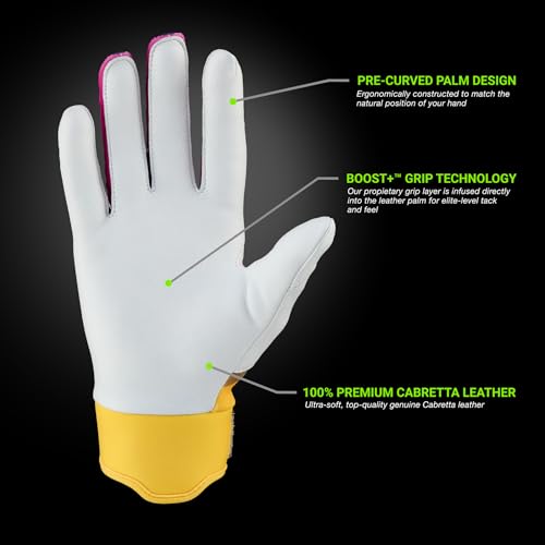 Grip Boost Baseball Batting Gloves with Boost Plus Leather – Adult and Youth Sizes for Men and Youth Players (Sunset, X-Large) — view 3
