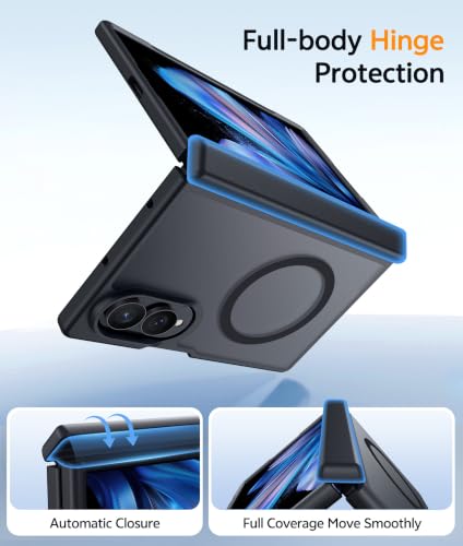 Image of FNTCASE for Samsung Galaxy Z Fold 8 Case: [Hinge Protection] Translucent Matte Cases [Compatible with Magsafe] [Screen Protector] Military Grade Shockproof Protective Phone Cover-Black