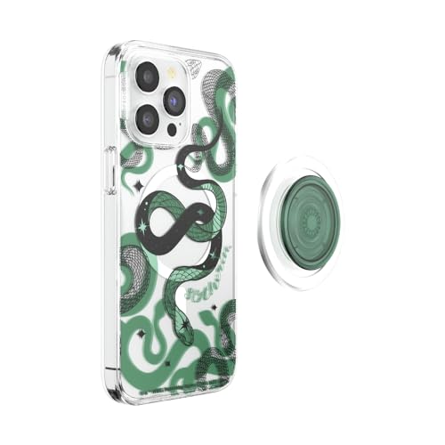 Image of PopSockets iPhone 15 Pro Max Case with Round Phone Grip Compatible with MagSafe, Phone Case for iPhone 15 Pro Max, Wireless Charging Compatible - Harry Potter - Slytherin