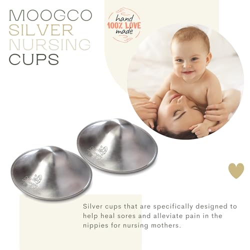 image for Moogco 999k - The Original Silver Nursing Cups - 999k Silver Cups - Ni